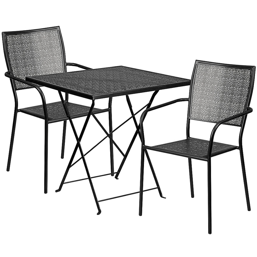 Flash Furniture - Oia Outdoor Square Contemporary Metal 3 Piece Patio Set - Black_0