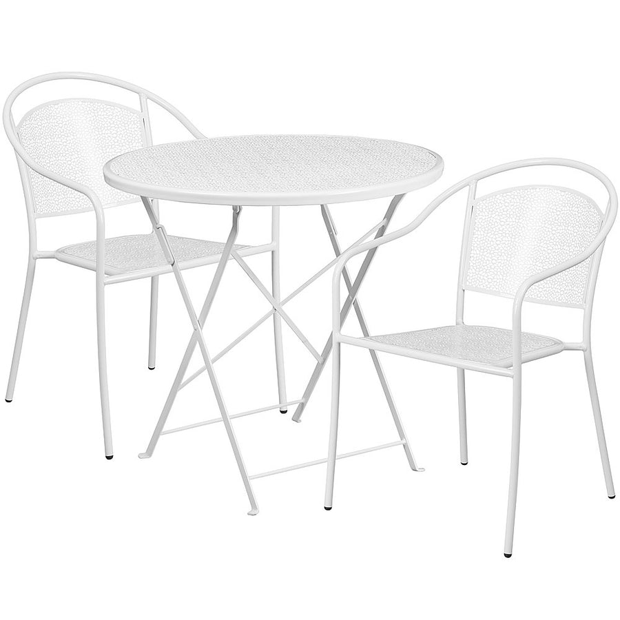Flash Furniture - Oia Outdoor Round Contemporary Metal 3 Piece Patio Set - White_0