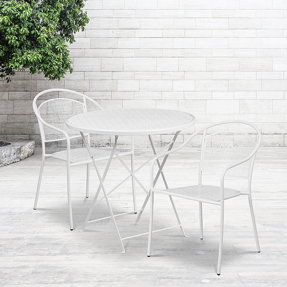 Flash Furniture - Oia Outdoor Round Contemporary Metal 3 Piece Patio Set - White_1