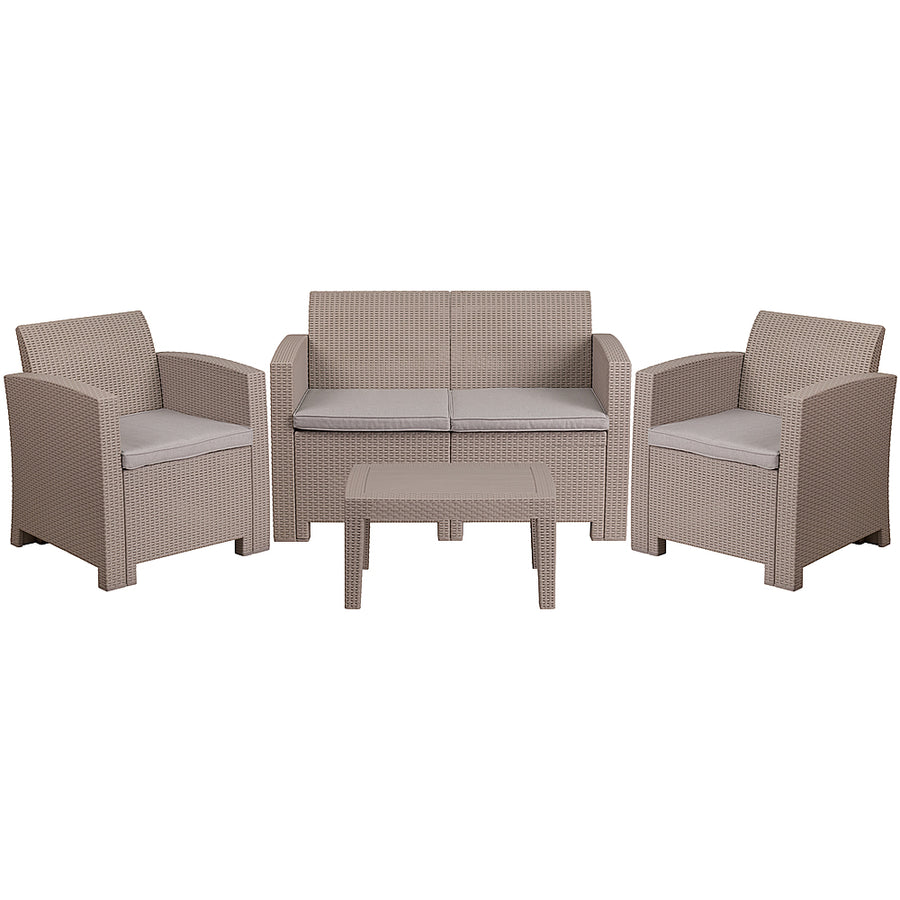 Flash Furniture - Seneca Outdoor  Contemporary Resin 4 Piece Patio Set - Light Gray_0
