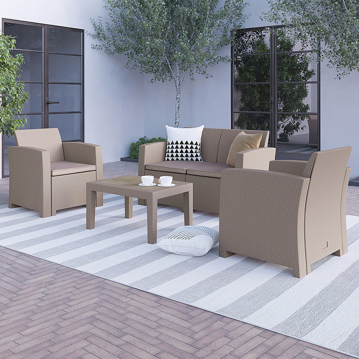 Flash Furniture - Seneca Outdoor  Contemporary Resin 4 Piece Patio Set - Light Gray_3