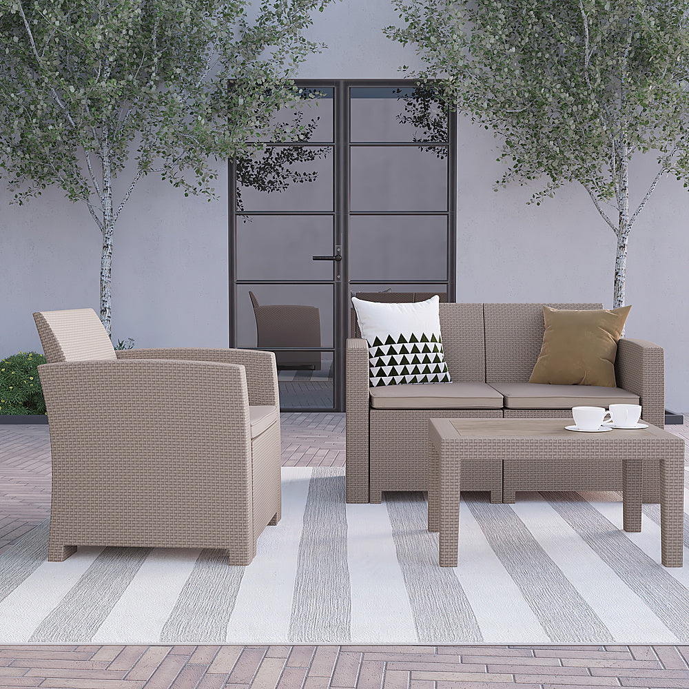 Flash Furniture - Seneca Outdoor  Contemporary Resin 4 Piece Patio Set - Light Gray_1