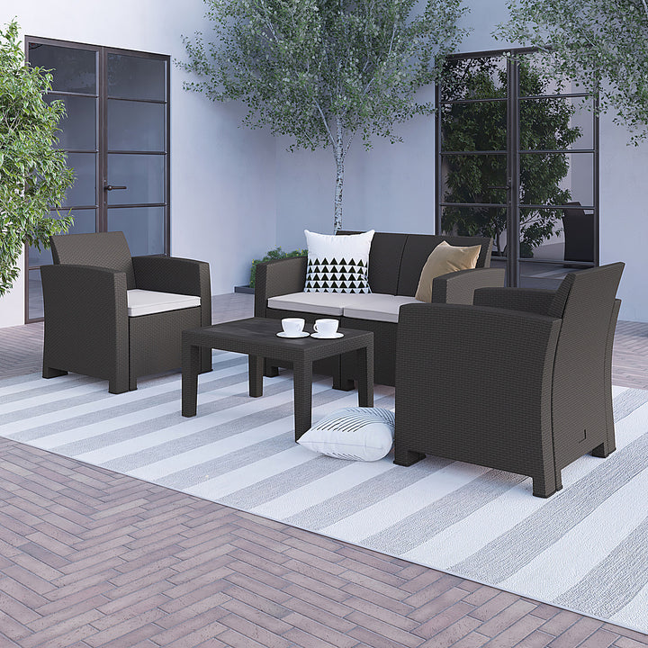 Flash Furniture - Seneca Outdoor Rectangle Contemporary Resin 4 Piece Patio Set - Dark Gray_3