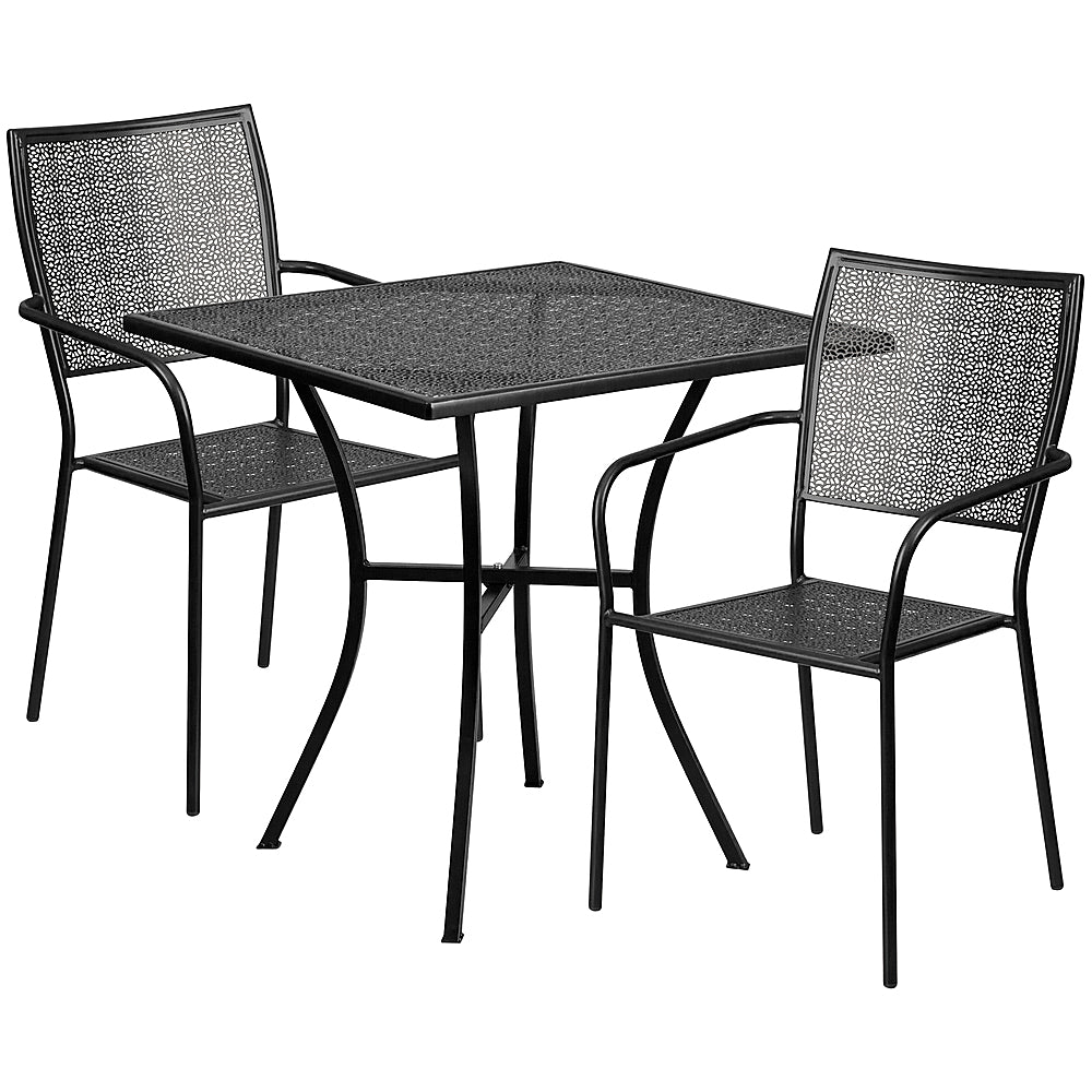 Flash Furniture - Oia Outdoor Square Contemporary Metal 3 Piece Patio Set - Black_0