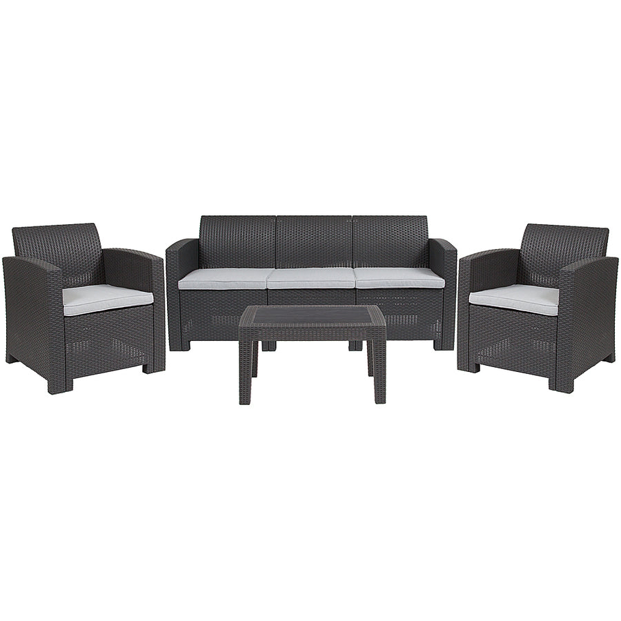 Flash Furniture - Seneca Outdoor  Contemporary Resin 4 Piece Patio Set - Dark Gray_0