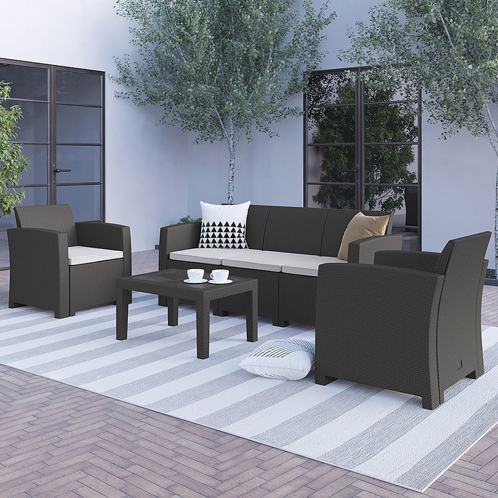 Flash Furniture - Seneca Outdoor  Contemporary Resin 4 Piece Patio Set - Dark Gray_3