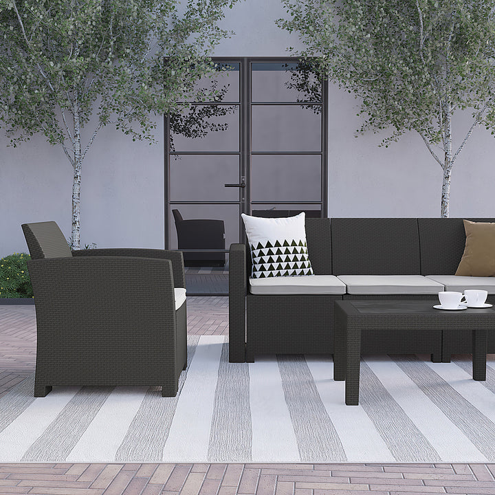 Flash Furniture - Seneca Outdoor  Contemporary Resin 4 Piece Patio Set - Dark Gray_2