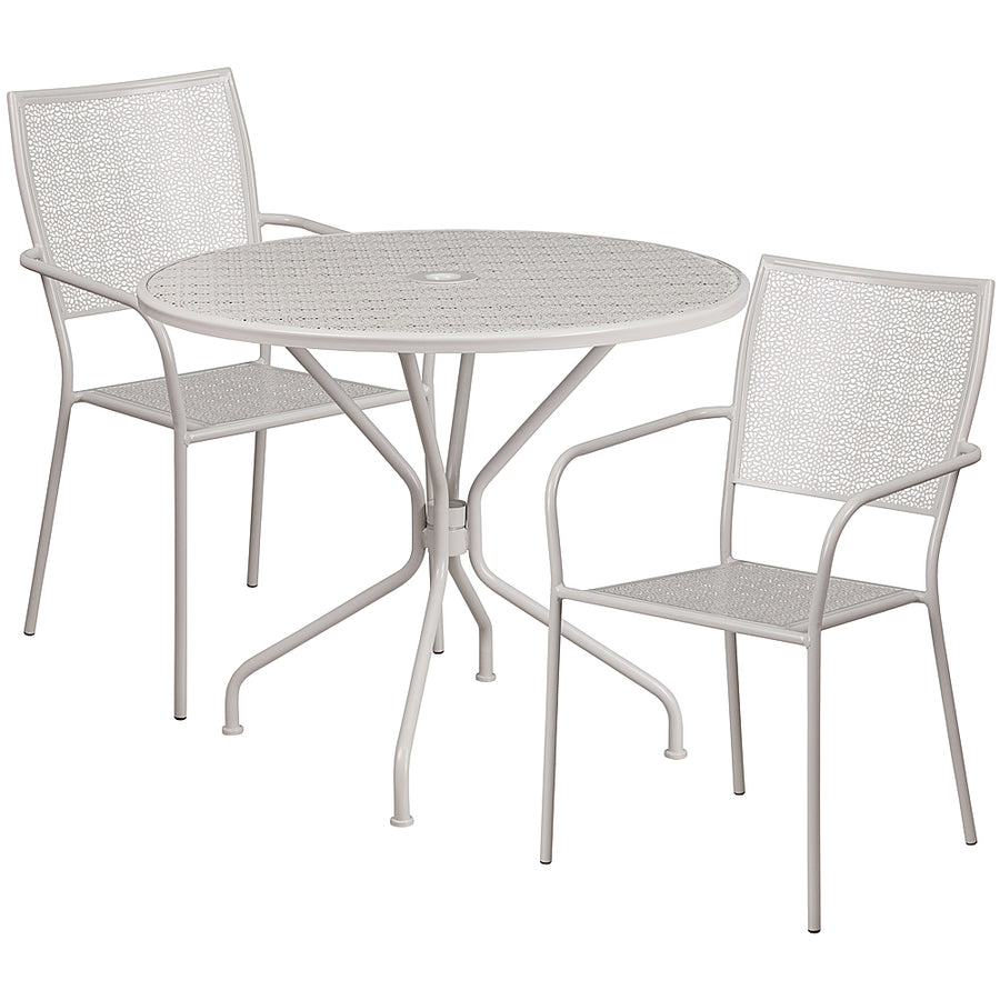 Flash Furniture - Oia Outdoor Round Contemporary Metal 3 Piece Patio Set - Light Gray_0