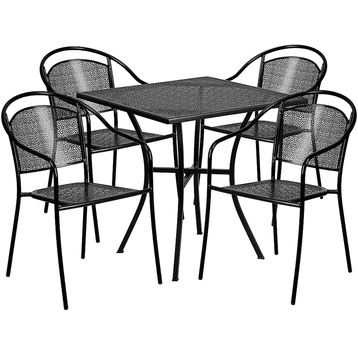 Flash Furniture - Oia Outdoor Square Contemporary Metal 5 Piece Patio Set - Black_0