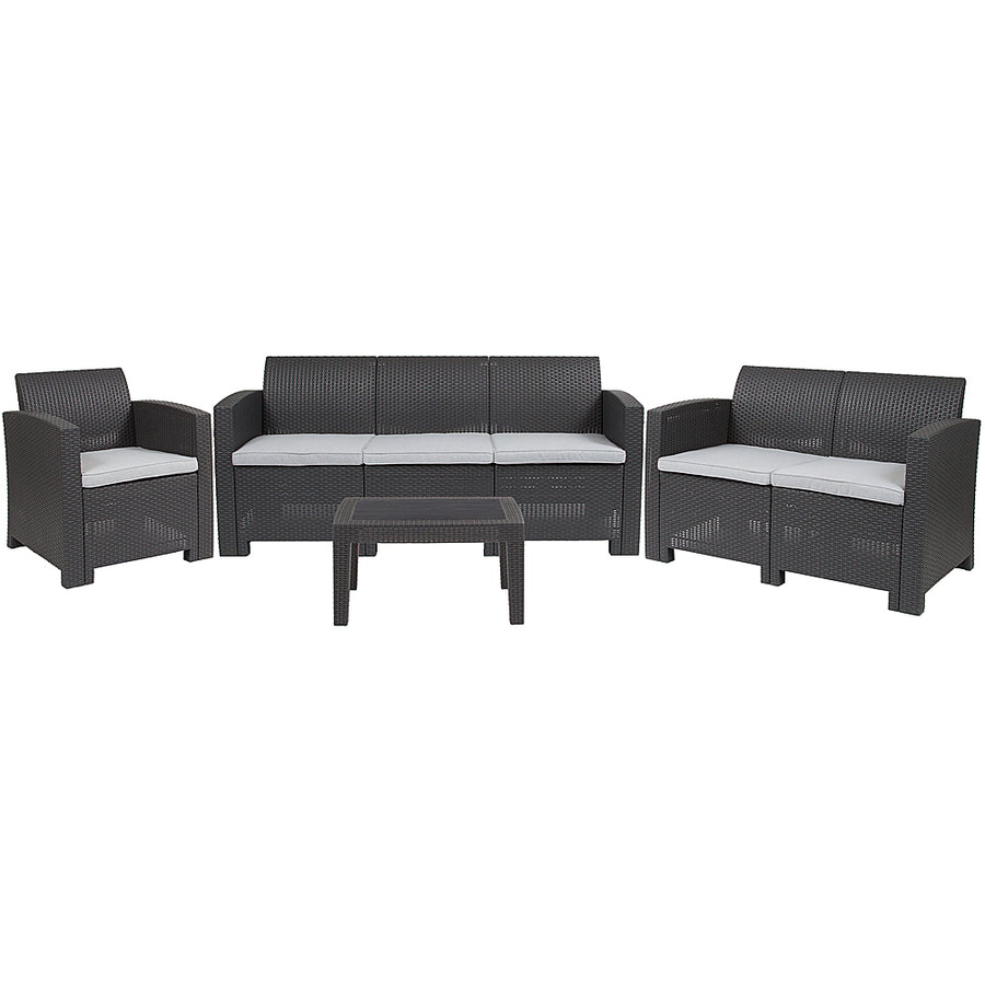 Flash Furniture - Seneca Outdoor  Contemporary Resin 4 Piece Patio Set - Dark Gray_0