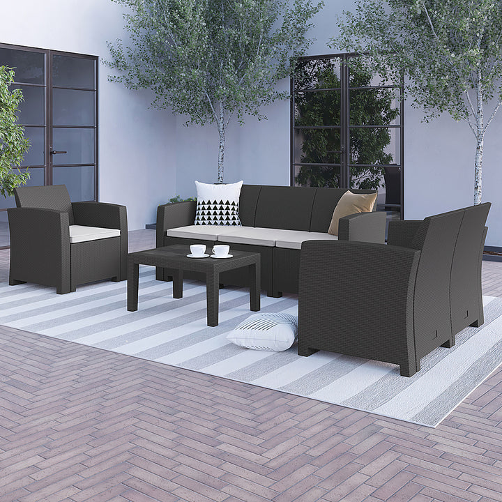 Flash Furniture - Seneca Outdoor  Contemporary Resin 4 Piece Patio Set - Dark Gray_3