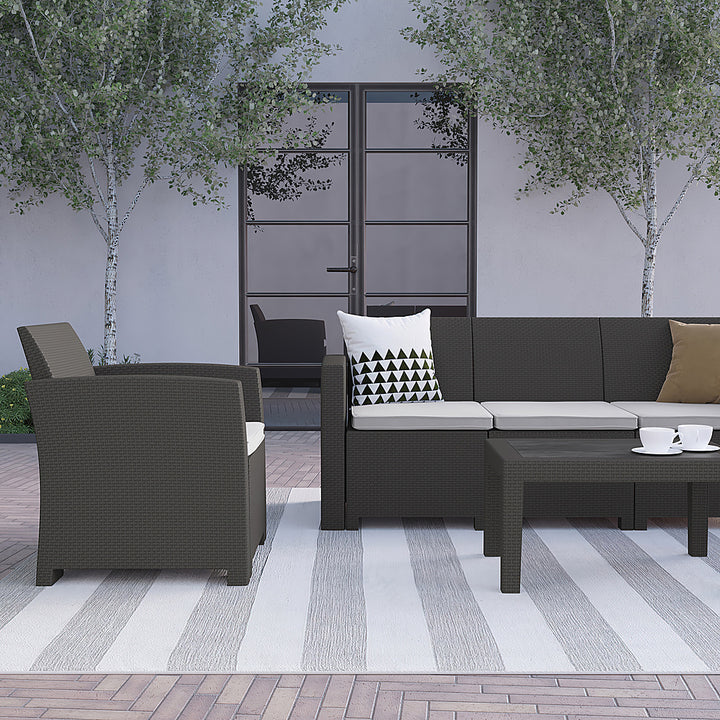 Flash Furniture - Seneca Outdoor  Contemporary Resin 4 Piece Patio Set - Dark Gray_2