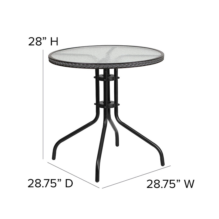 Flash Furniture - Lila Outdoor Round Contemporary Metal 5 Piece Patio Set - Clear Top/Gray Rattan_6