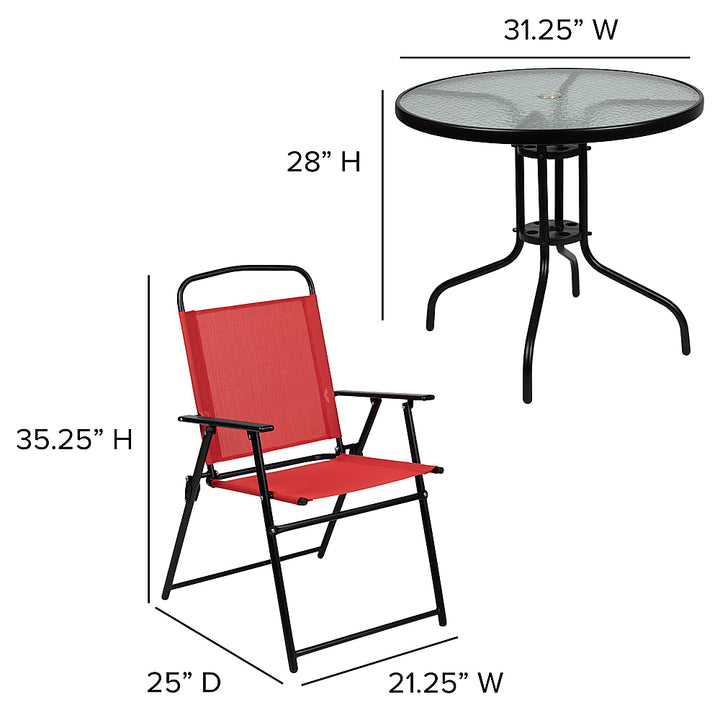 Flash Furniture - Nantucket Outdoor Round Contemporary Metal 6 Piece Patio Set - Red_5