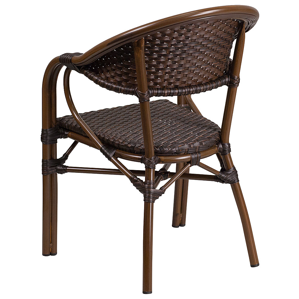 Flash Furniture - Lila Patio Chair - Dark Brown Rattan/Red Bamboo-Aluminum Frame_1