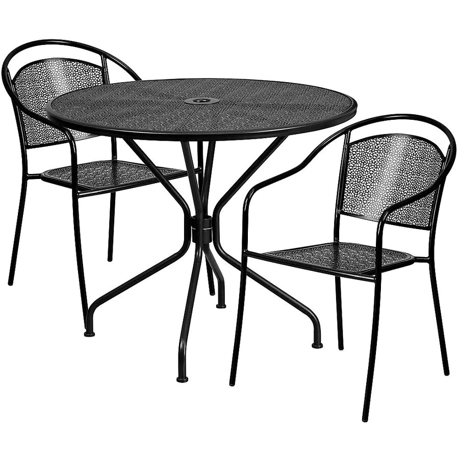 Flash Furniture - Oia Outdoor Round Contemporary Metal 3 Piece Patio Set - Black_0