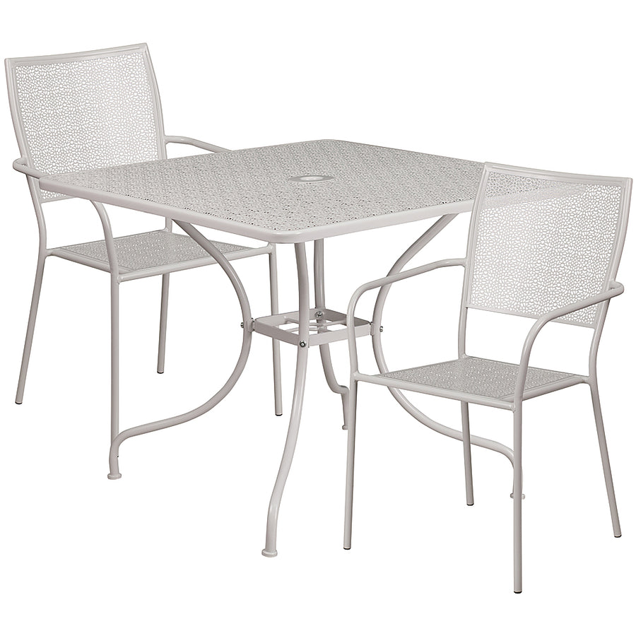 Flash Furniture - Oia Outdoor Square Contemporary Metal 3 Piece Patio Set - Light Gray_0