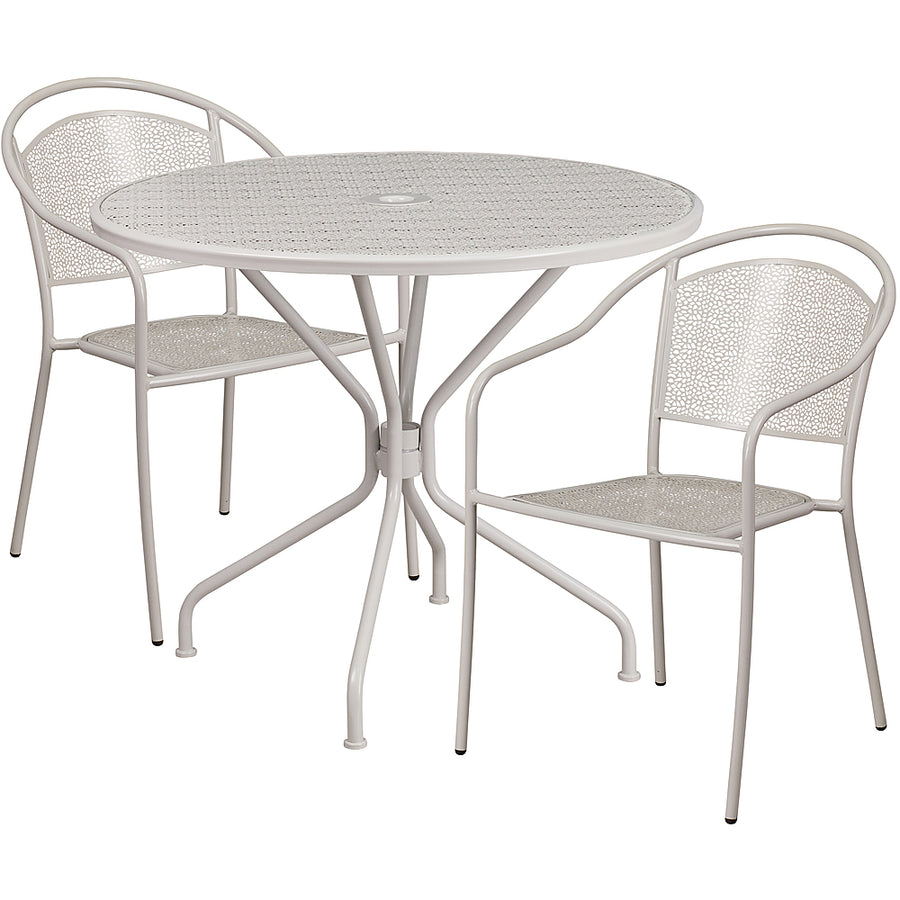Flash Furniture - Oia Outdoor Round Contemporary Metal 3 Piece Patio Set - Light Gray_0