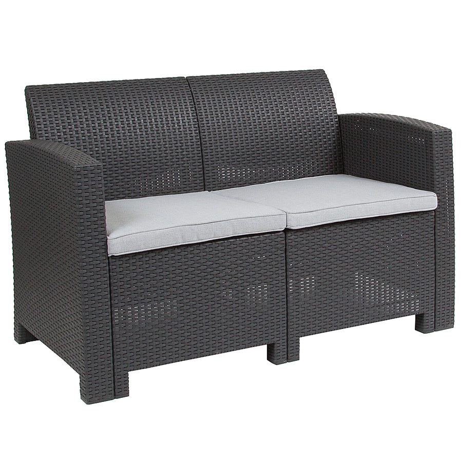 Flash Furniture - Seneca Patio Lounge Loveseat - Dark Gray_0