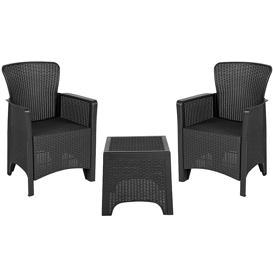 Flash Furniture - Seneca Outdoor Square Contemporary Resin 3 Piece Patio Set - Dark Gray_0