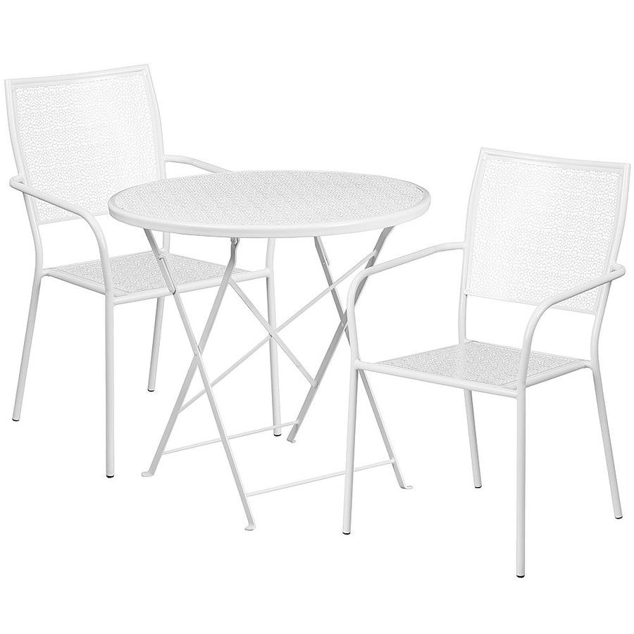 Flash Furniture - Oia Outdoor Round Contemporary Metal 3 Piece Patio Set - White_0