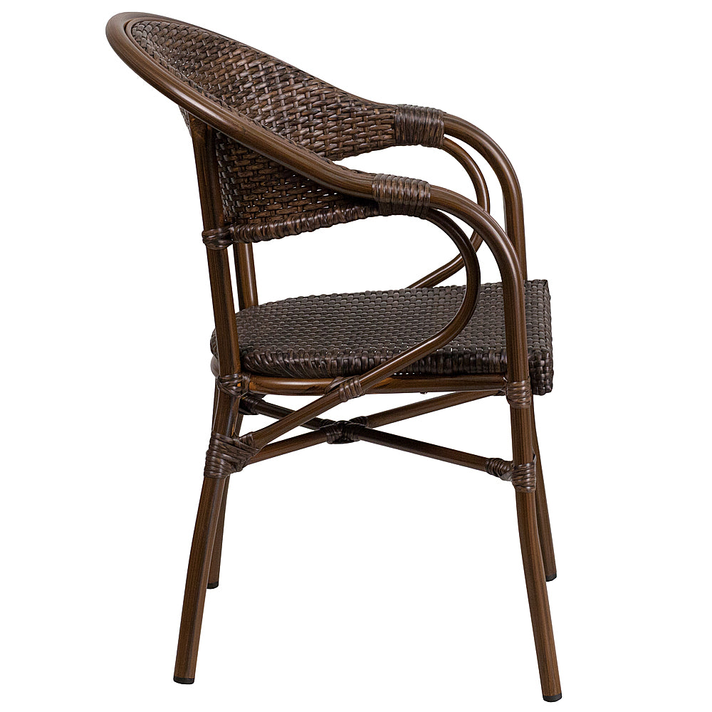 Flash Furniture - Lila Patio Chair (set of 3) - Bark Brown Rattan/Bamboo-Aluminum Frame_1