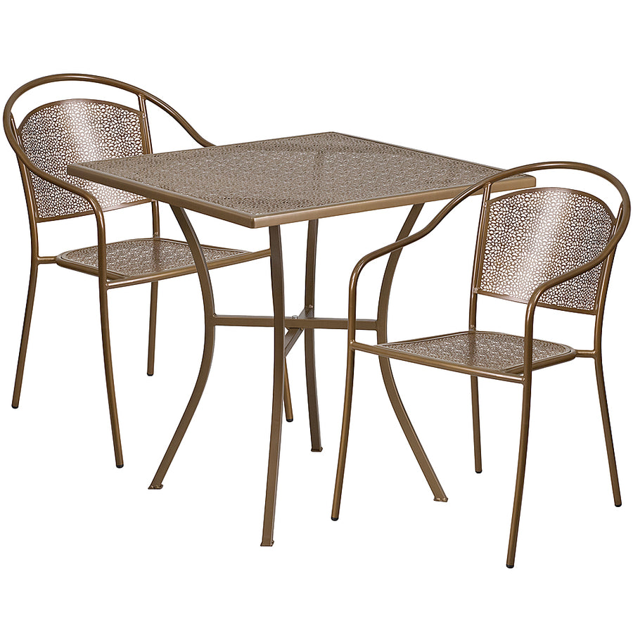 Flash Furniture - Oia Outdoor Square Contemporary Metal 3 Piece Patio Set - Gold_0