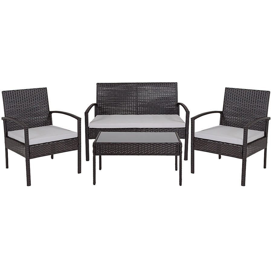 Flash Furniture - Bandera Outdoor Rectangle Contemporary Metal 4 Piece Patio Set - Black_0