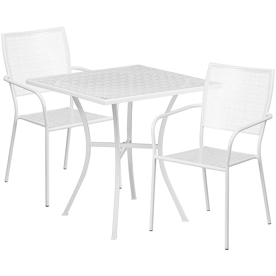 Flash Furniture - Oia Outdoor Square Contemporary Metal 3 Piece Patio Set - White_0