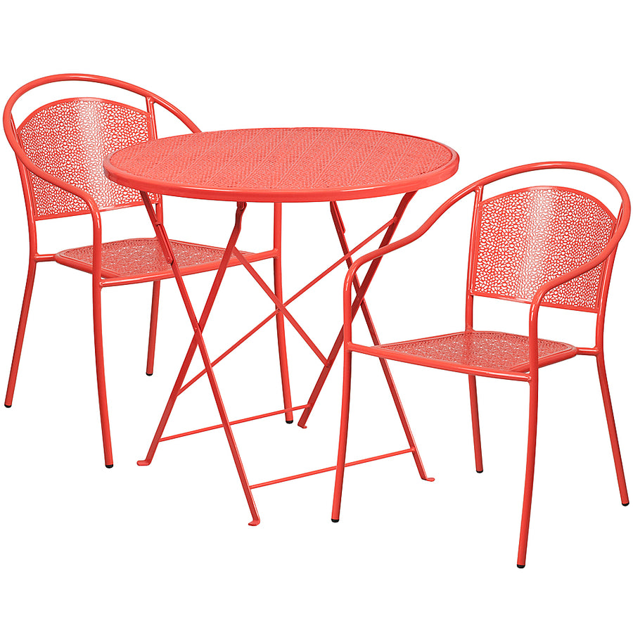 Flash Furniture - Oia Outdoor Round Contemporary Metal 3 Piece Patio Set - Coral_0