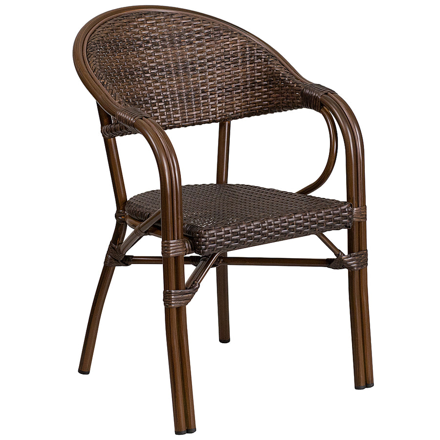 Flash Furniture - Lila Patio Chair - Cocoa Rattan/Bamboo-Aluminum Frame_0