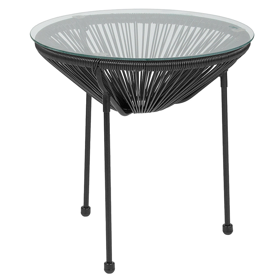 Flash Furniture - Valencia Round Contemporary Glass Rattan Table - Black_0