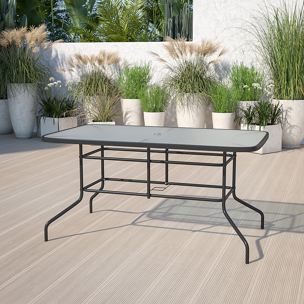 Flash Furniture - Tory Contemporary Patio Table - Clear Top/Black Frame_7