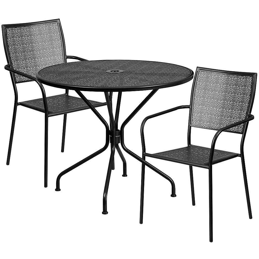 Flash Furniture - Oia Outdoor Round Contemporary Metal 3 Piece Patio Set - Black_0