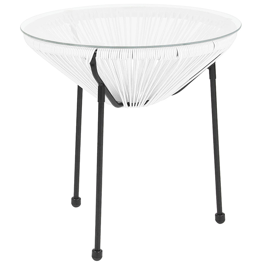 Flash Furniture - Valencia Round Contemporary Glass Rattan Table - White_0