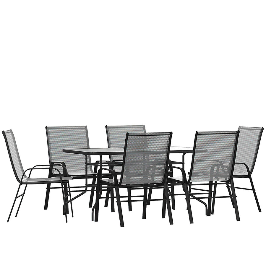 Flash Furniture - Brazos Outdoor Rectangle Contemporary  7 Piece Patio Set - Gray_0