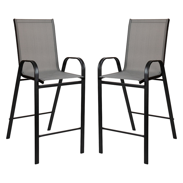 Flash Furniture - Brazos Modern Fabric Patio Barstool (set of 2) - Gray_0