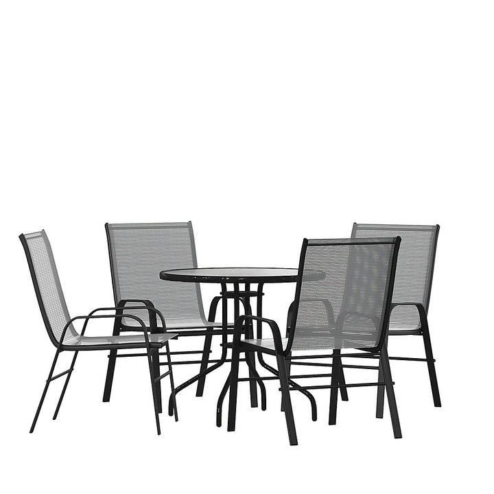 Flash Furniture - Brazos Outdoor Round Contemporary  5 Piece Patio Set - Gray_0