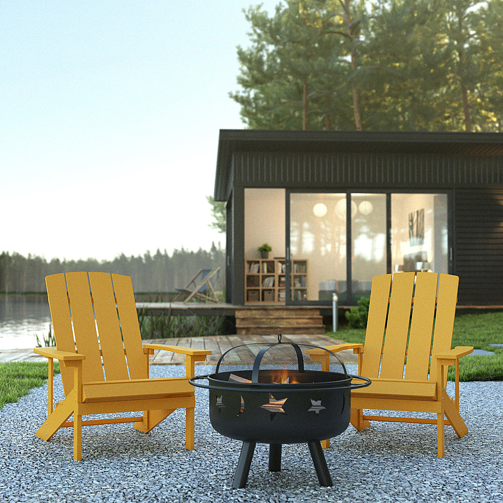 Flash Furniture - Charlestown Adirondack Chairs and Fire Pit - Yellow_6