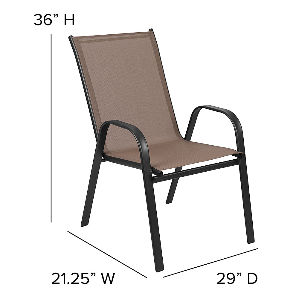 Flash Furniture - Brazos Outdoor Round Contemporary  3 Piece Patio Set - Brown_3