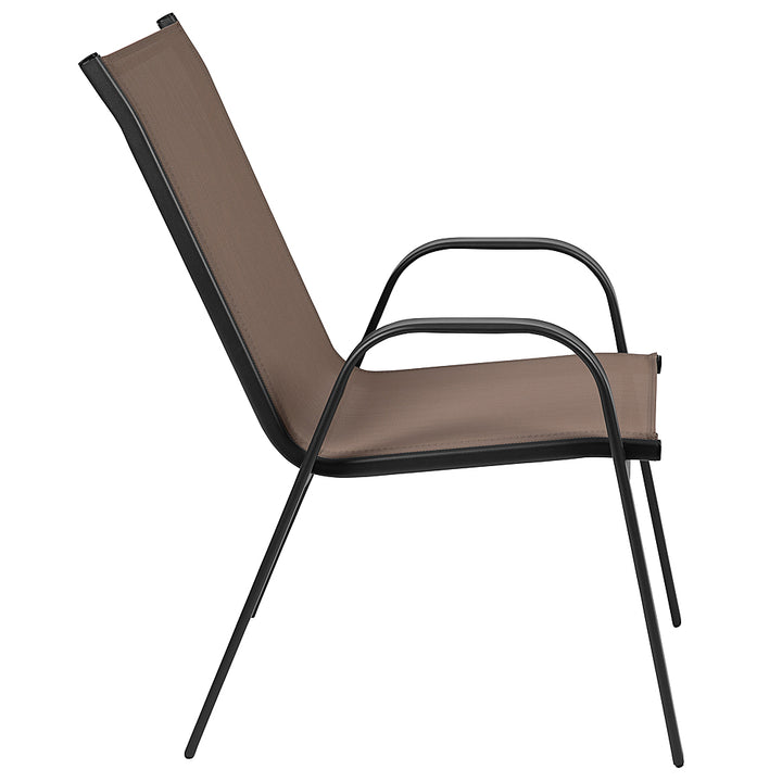 Flash Furniture - Brazos Outdoor Round Contemporary  3 Piece Patio Set - Brown_2