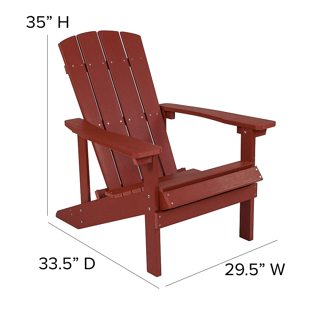 Flash Furniture - Charlestown Star and Moon Fire Pit with Mesh Cover & 2 Red Poly Resin Adirondack Chairs - Red_6