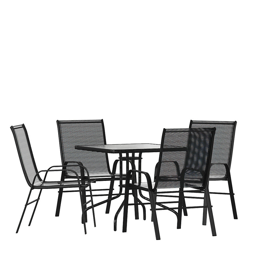 Flash Furniture - Brazos Outdoor Square Contemporary  5 Piece Patio Set - Black_0