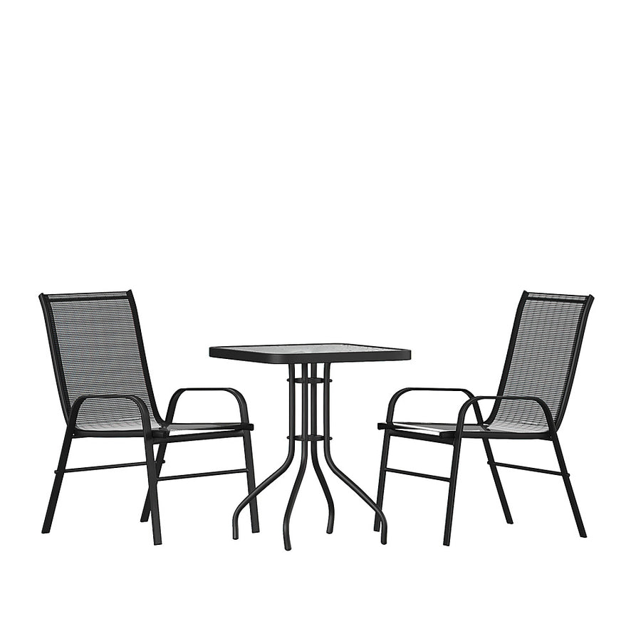 Flash Furniture - Brazos Outdoor Square Contemporary  3 Piece Patio Set - Black_0