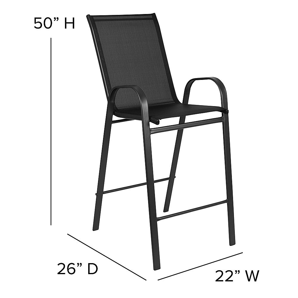 Flash Furniture - Brazos Outdoor Square Modern Steel 5 Piece Patio Set - Black_3