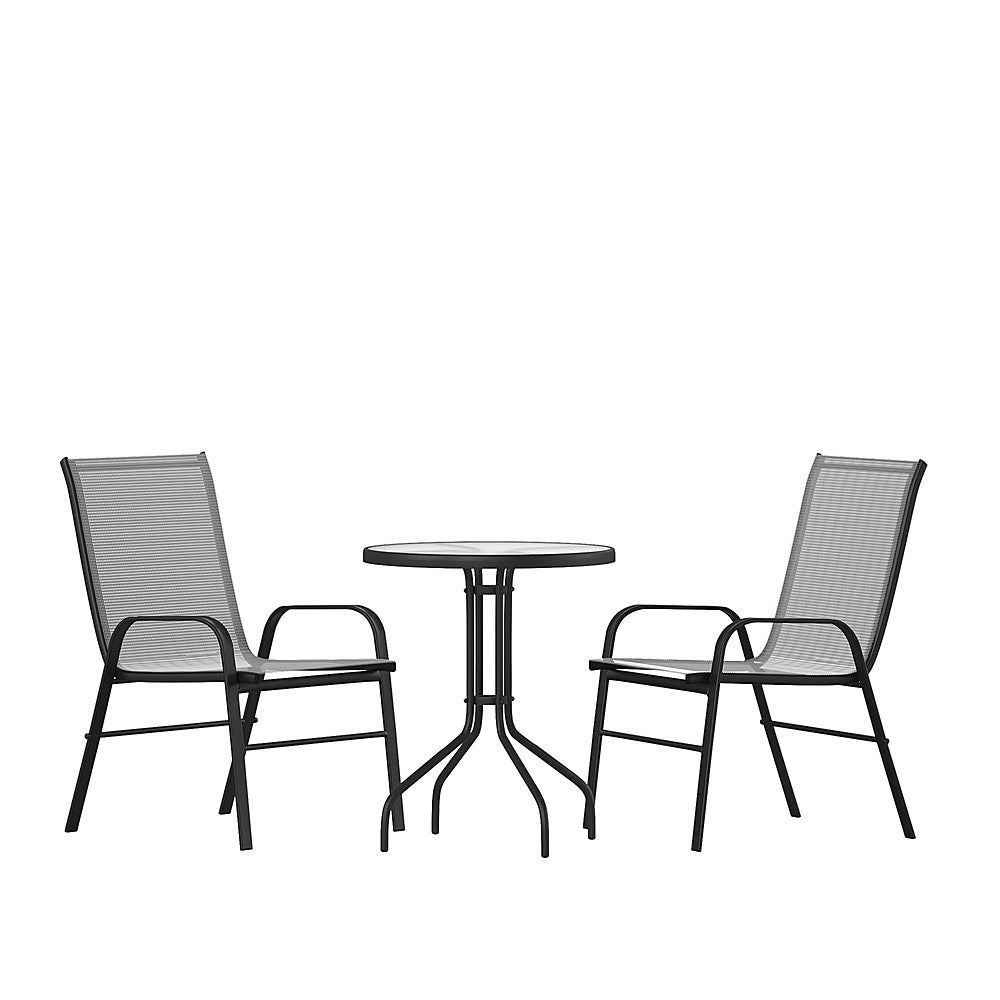 Flash Furniture - Brazos Outdoor Round Contemporary  3 Piece Patio Set - Gray_0