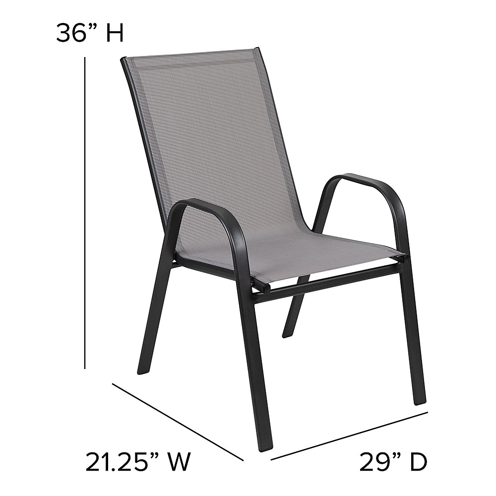 Flash Furniture - Brazos Outdoor Round Contemporary  3 Piece Patio Set - Gray_3