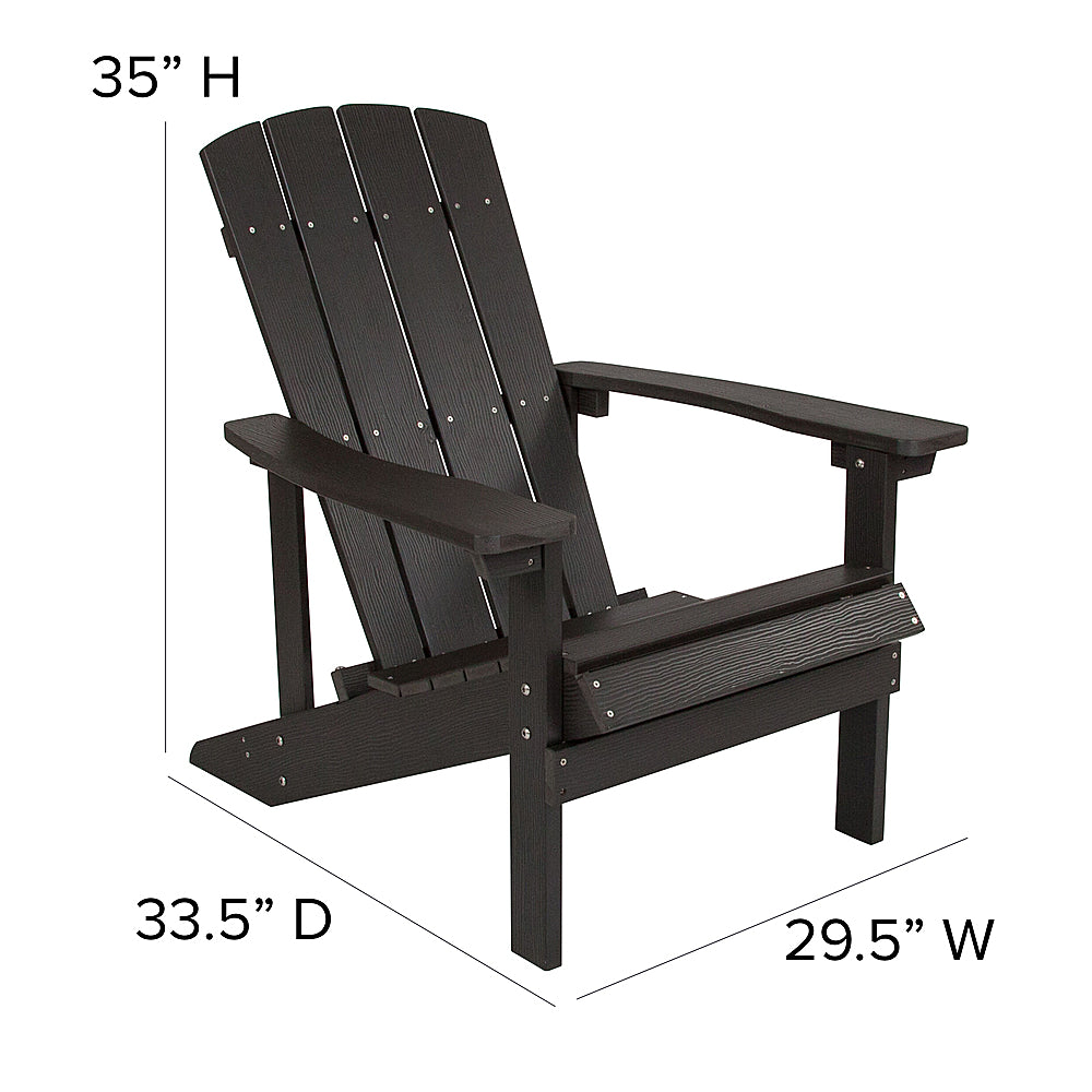 Flash Furniture - Charlestown Star & Moon Fire Pit with Mesh Cover & 2 Slate Gray Poly Resin Adirondack Chairs - Slate Gray_5