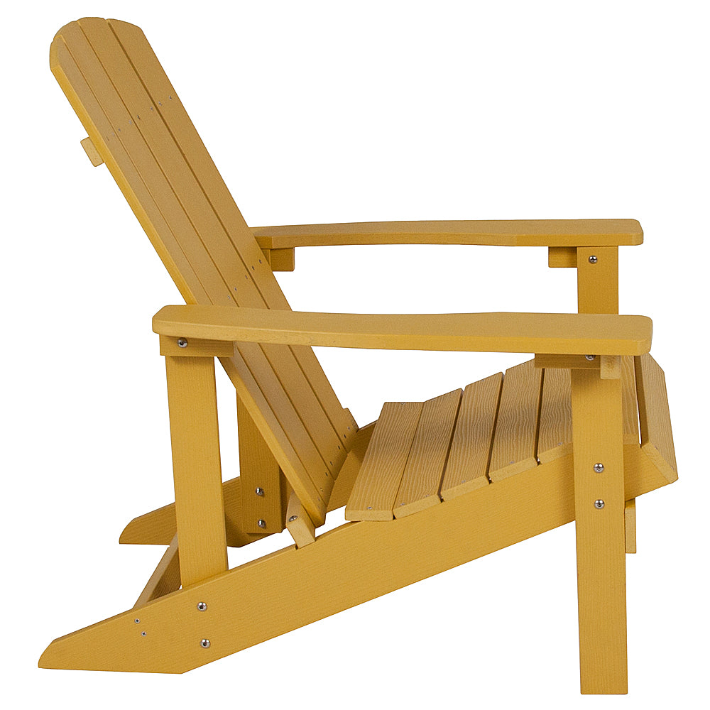 Flash Furniture - Charlestown Star and Moon Fire Pit with Mesh Cover & 4 Yellow Poly Resin Adirondack Chairs - Yellow_1