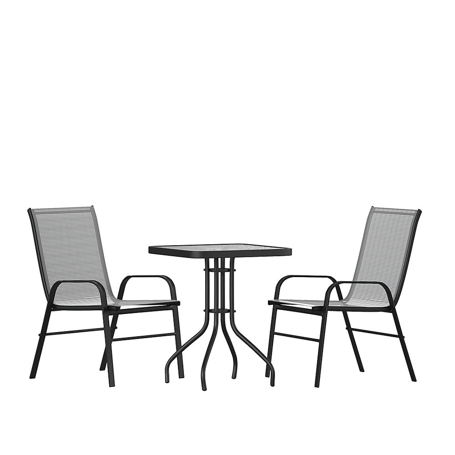 Flash Furniture - Brazos Outdoor Square Contemporary  3 Piece Patio Set - Gray_0